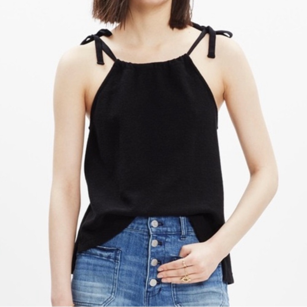 NWT Madewell Black Tank Top Womens Size L Minimalist Boho Cottage Summer